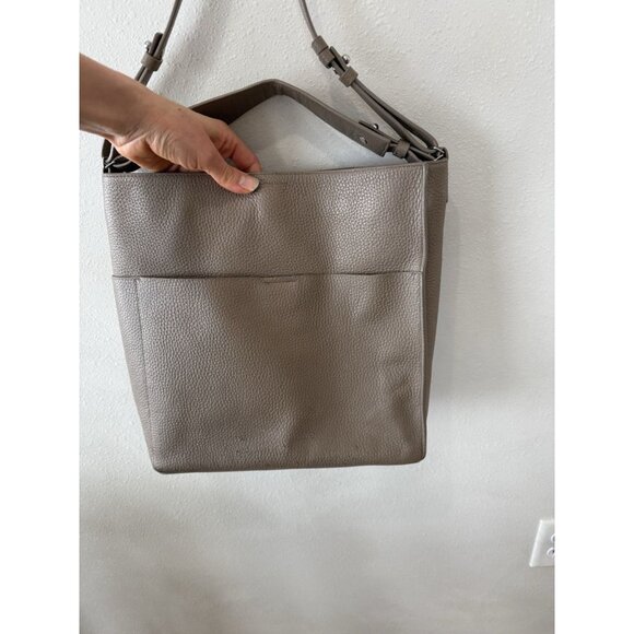 AllSaints Crossbody Taupe Gray Leather Crossbody Arm Tote Bag Purse All Saints - Picture 4 of 14